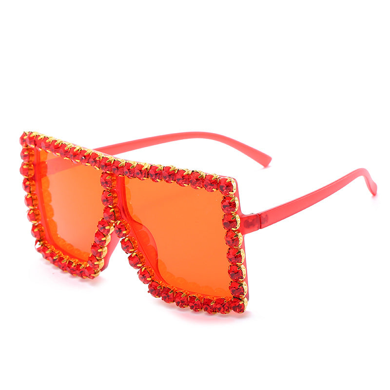 Wholesale PC Diamond Large Square Frame Sunglasses